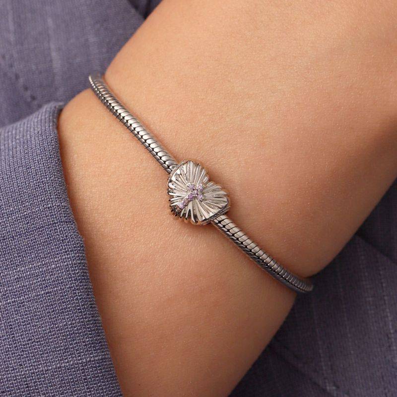 Gnoce Religious Cross 'Faith Over Fear' Heart Birthstone Charm
