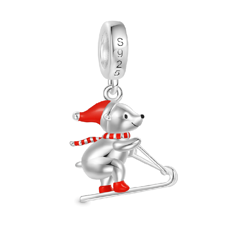 Gnoce Christmas Skiing Polar Bear Pendant Dangle Charm