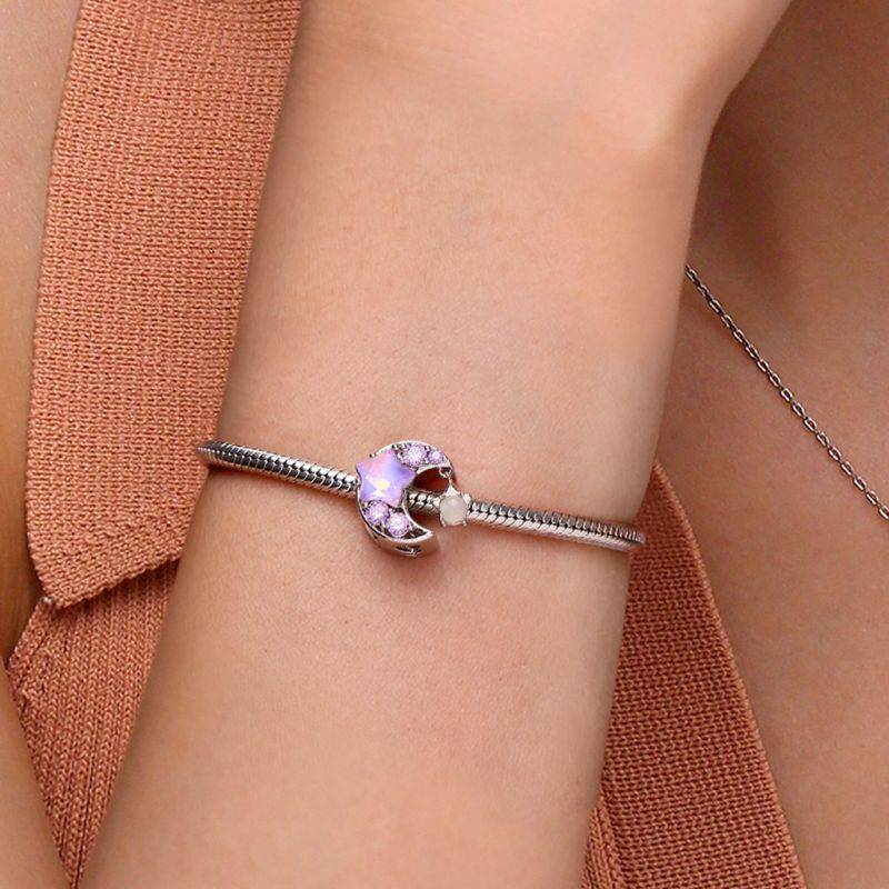 Gnoce Purple Star Moon Glow-in-the-Dark Charm