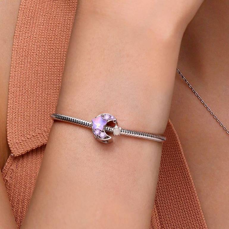 Gnoce Purple Star Moon Glow-in-the-Dark Charm