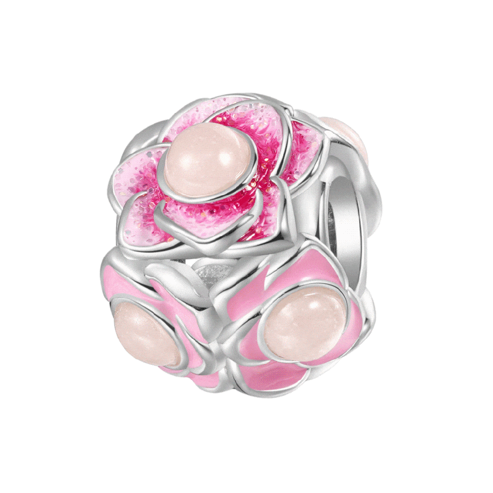 Gnoce Glow-in-the-Dark Pink Flower Ball Charm