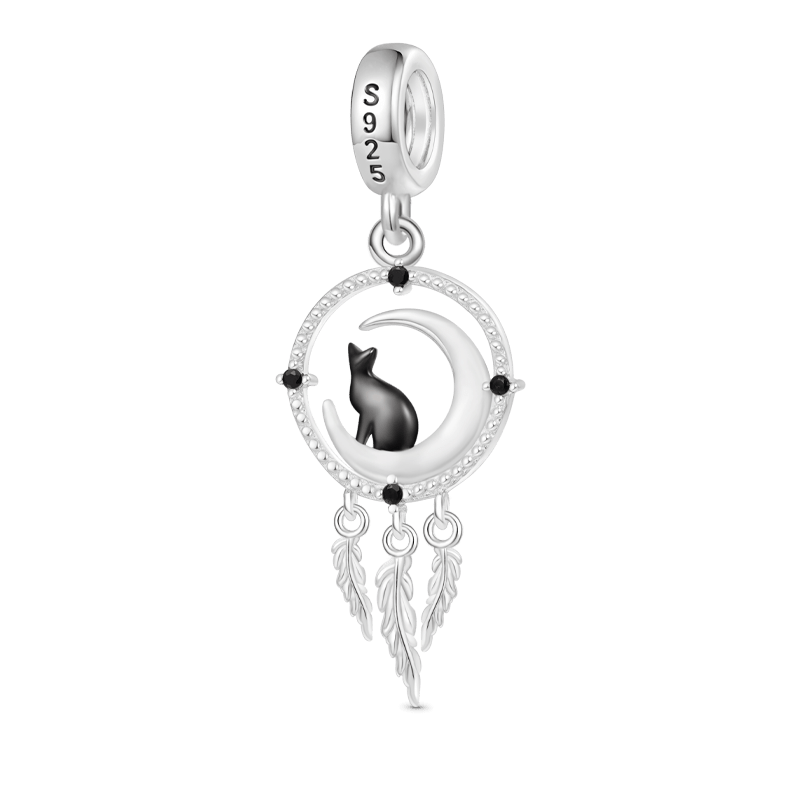 Gnoce Dream Catcher Black Cat Pendant Dangle Charm