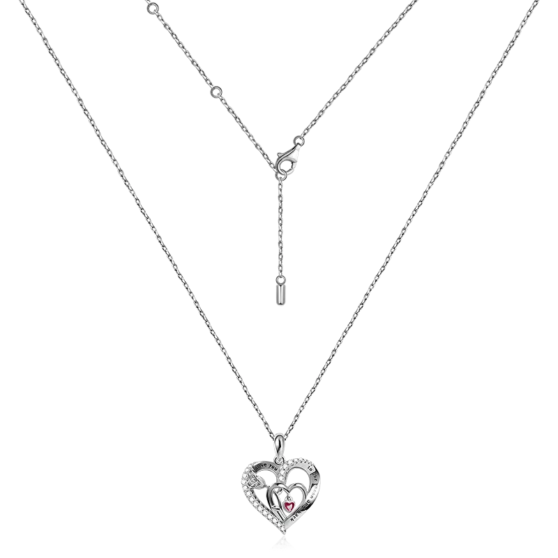 Triple Heart Necklaces with Rose and Crystal Gemstones Sterling Silver