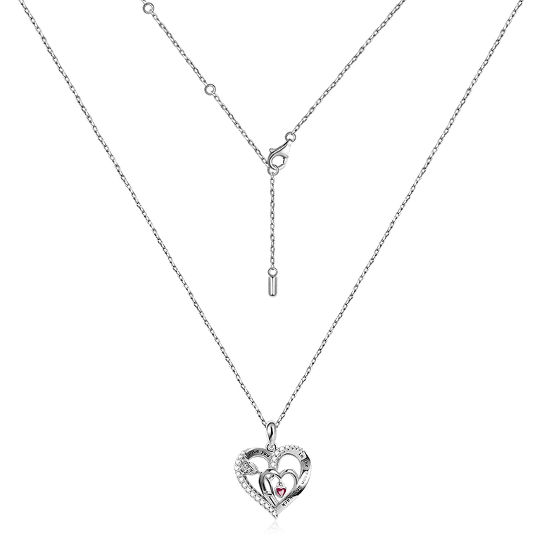 Triple Heart Necklaces with Rose and Crystal Gemstones Sterling Silver