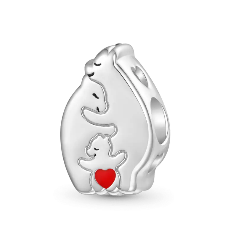 Gnoce Cute Bear Family Engravable Letter Charm