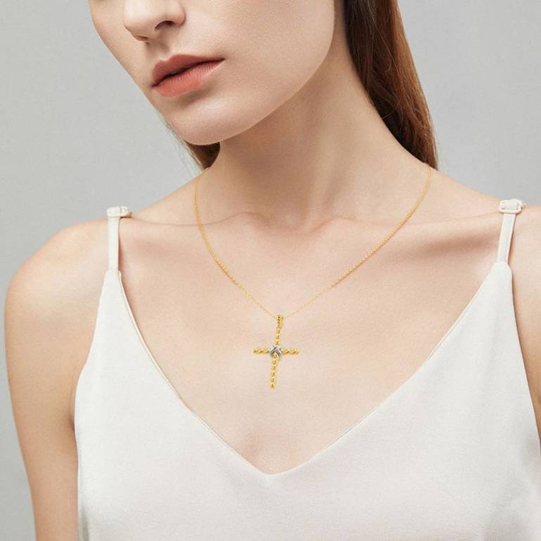 Gnoce Twisted Rope Cross Pendant Necklaces
