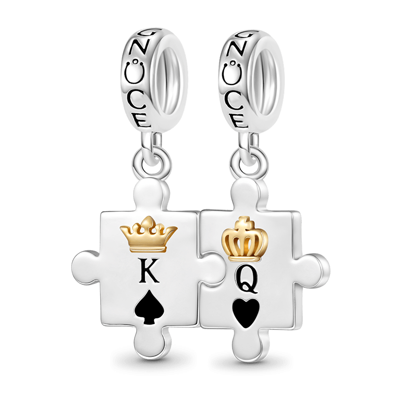Gnoce Personalized Couple Puzzle Pendant Dangle Charm