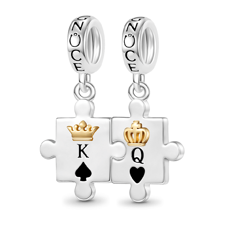Gnoce Personalized Couple Puzzle Pendant Dangle Charm