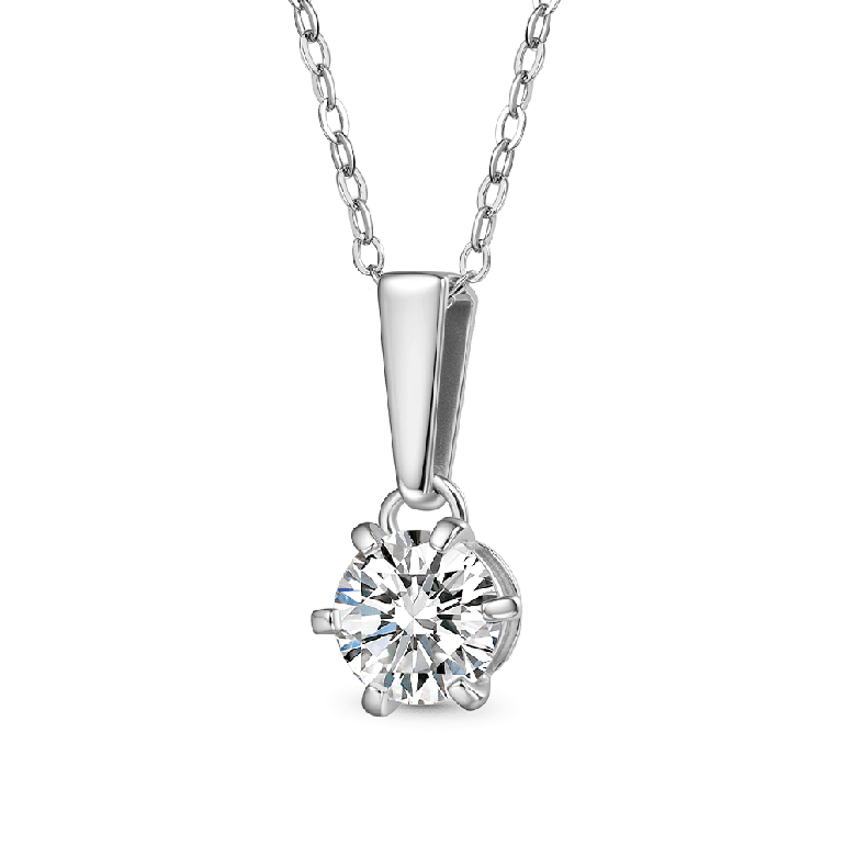 Gnoce Classic 1ct Round VVS Moissanite Drop Solitaire Pendant Necklaces