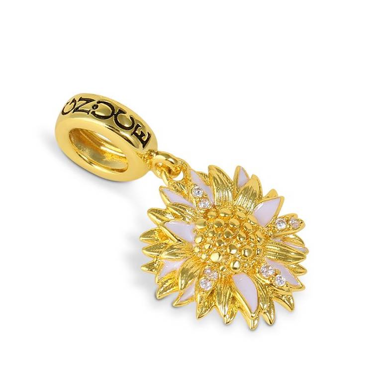 Sunflower Charm Pendant 18k Gold Plated 925 Sterling Silver