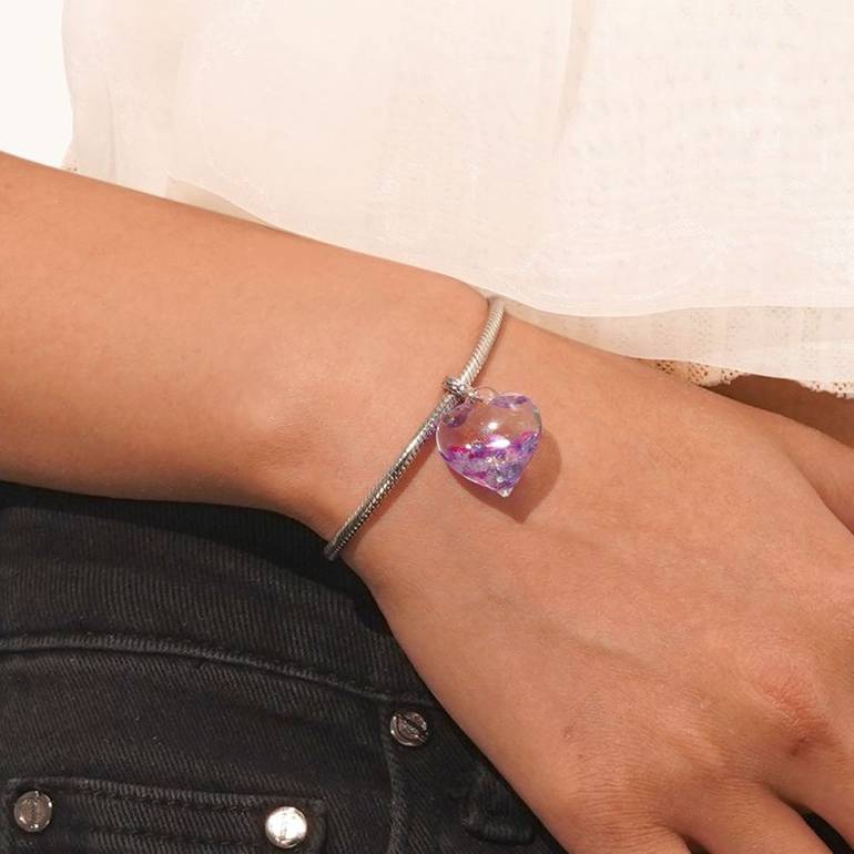 Gnoce Purple Glitter Heart Pendant Dangle Charm