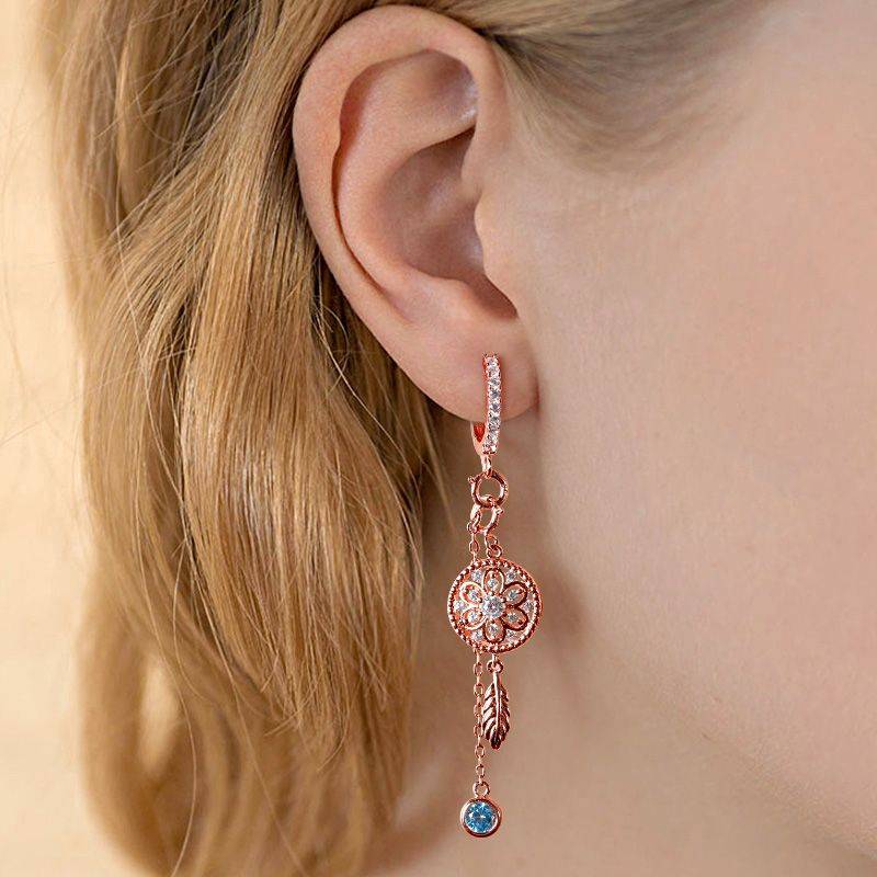 Dreamcatcher Earrings 18K Rose Golden Plated S925 Silver
