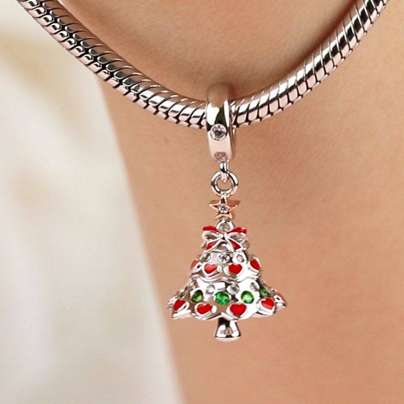 Christmas Tree Charm Pendant S925 Silver For Gift