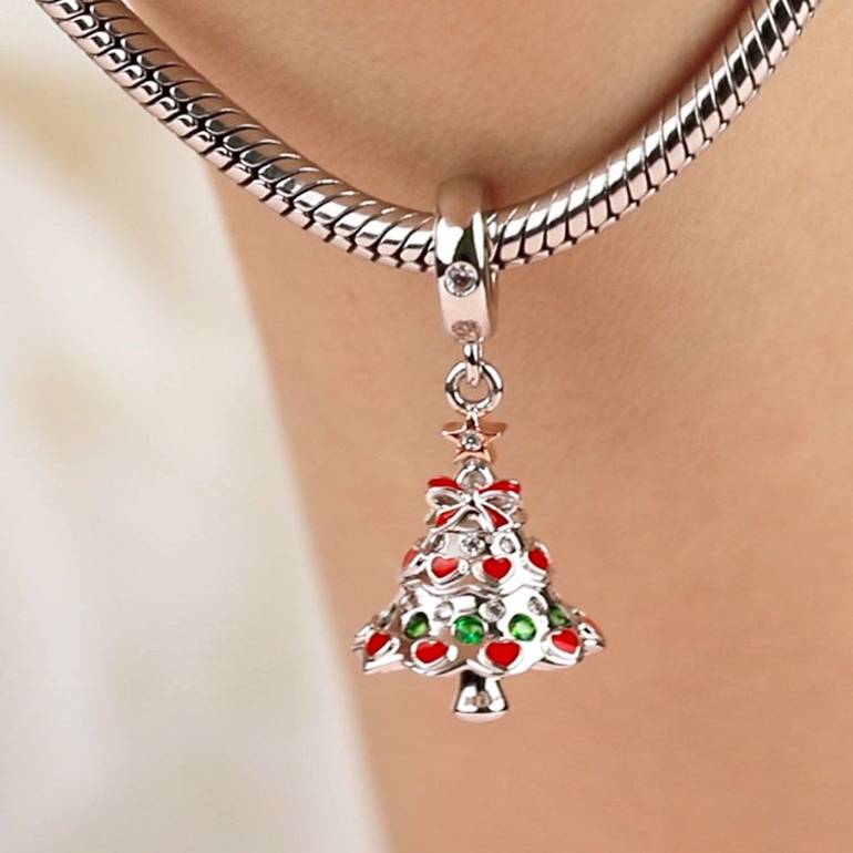 Christmas Tree Charm Pendant S925 Silver For Gift