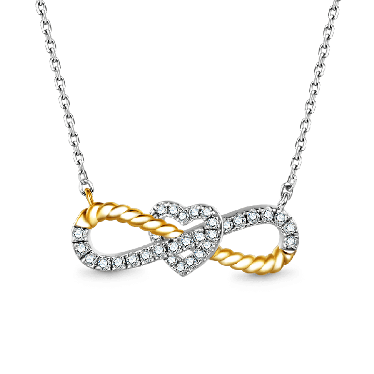 Gnoce Two-tone Infinity & Heart Twisted Rope Necklaces