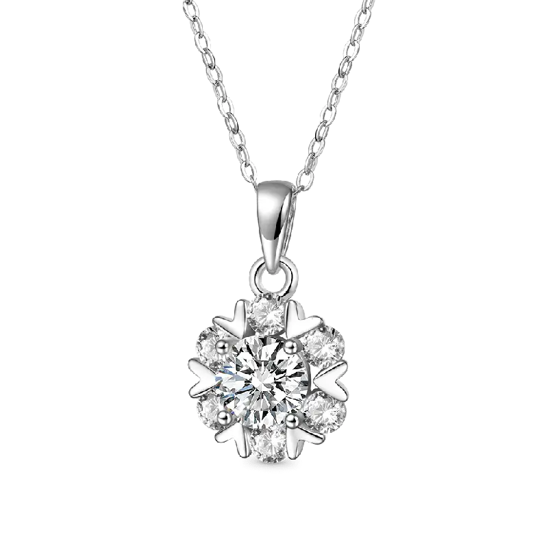 Gnoce Gorgeous 1Ct VVS Moissanite Snowflake Pendant Necklaces