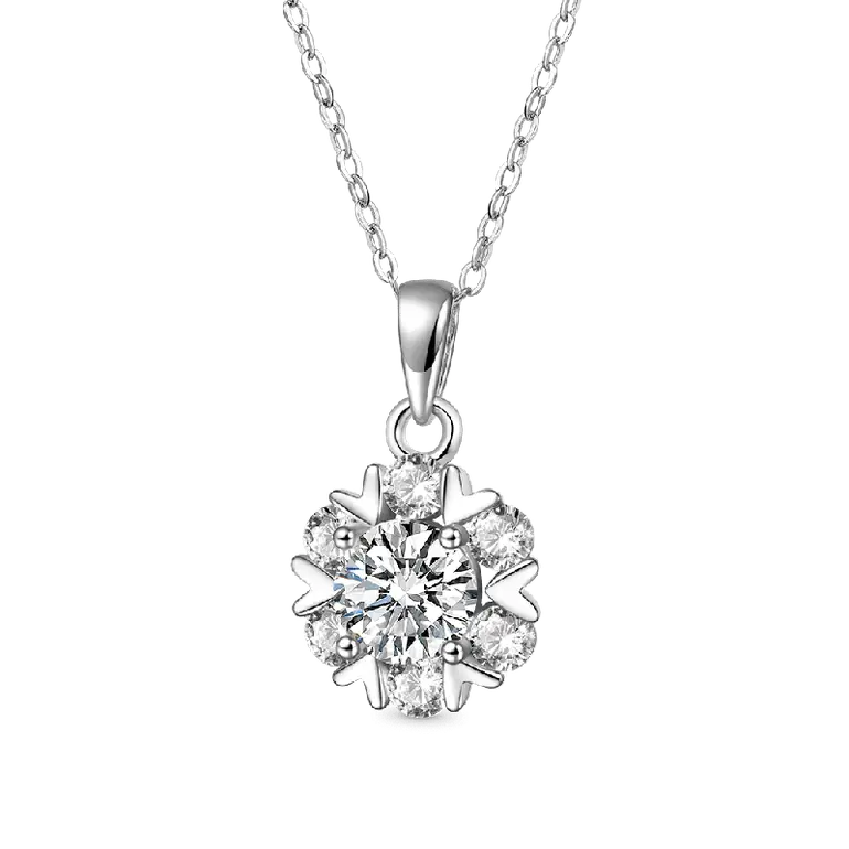 Gnoce Gorgeous 1Ct VVS Moissanite Snowflake Pendant Necklaces