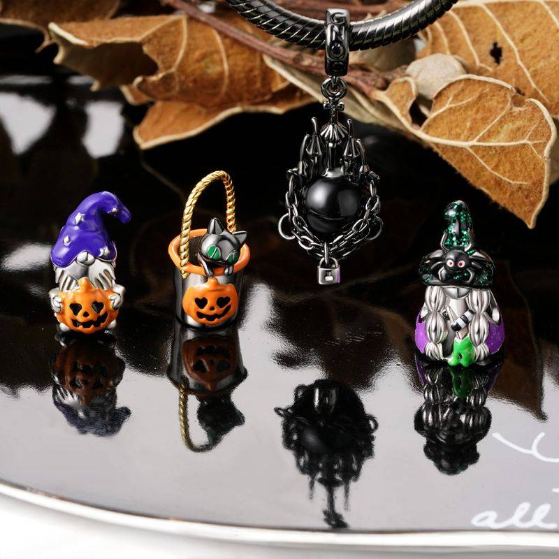 Gnoce Halloween Gnome Witch Spider Hat Charm