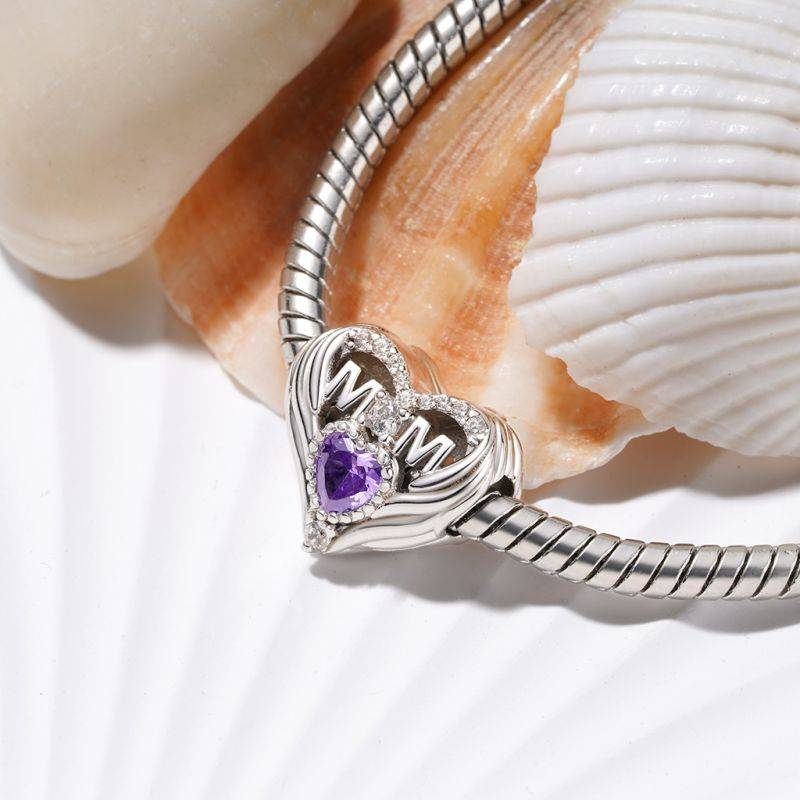 Gnoce Mother's Day Heart Birthstone Charm