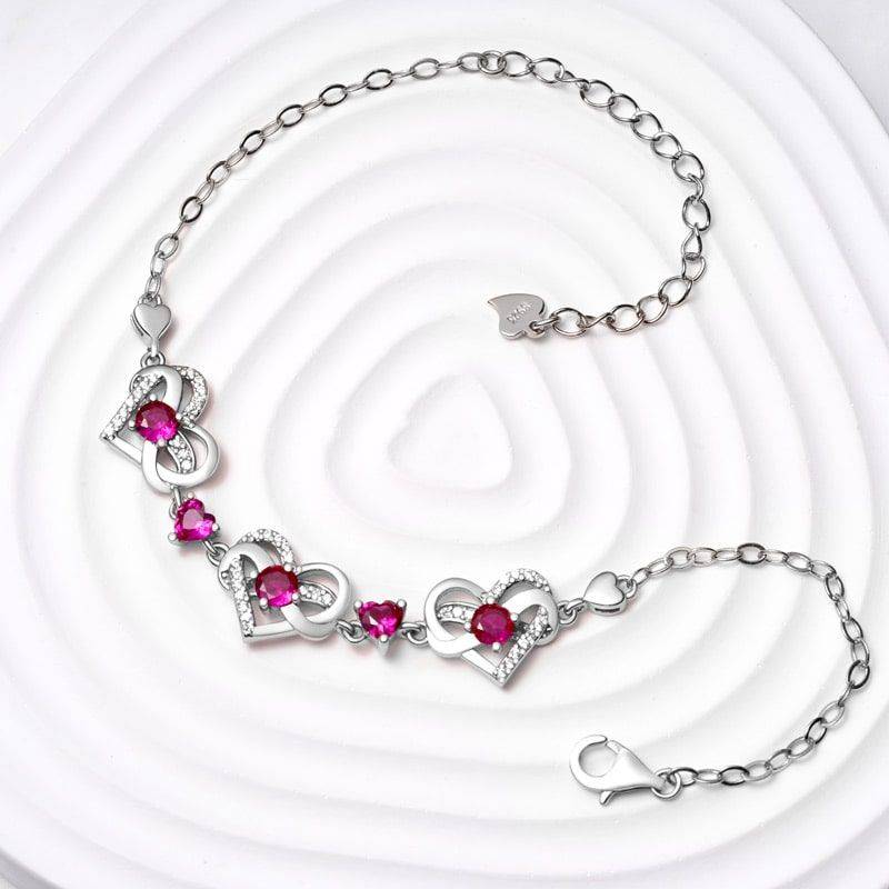 Gnoce Silver Infinite Love Heart Birthstone Bracelets