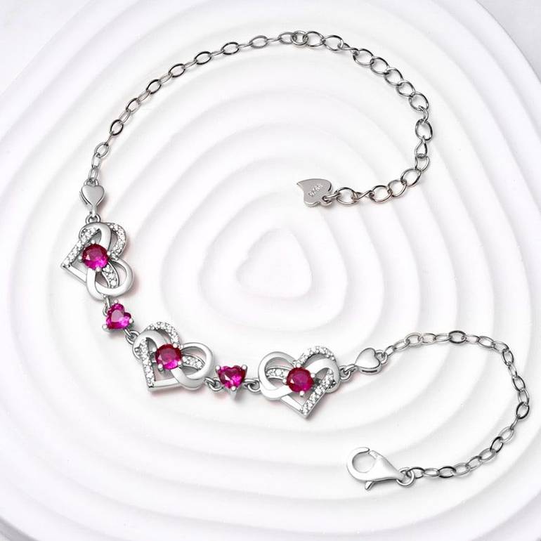 Gnoce Silver Infinite Love Heart Birthstone Bracelets