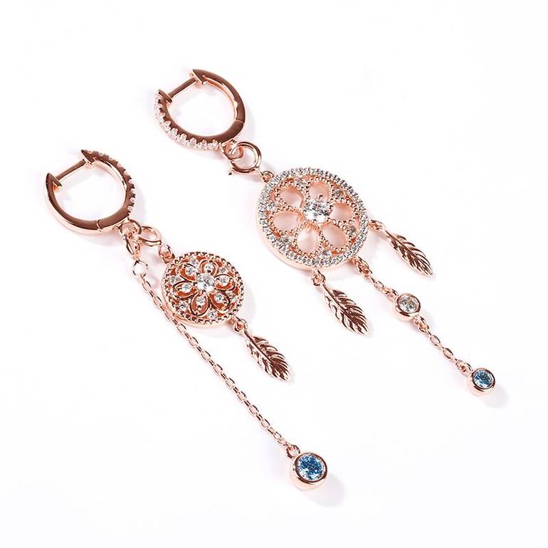 Dreamcatcher Earrings 18K Rose Golden Plated S925 Silver