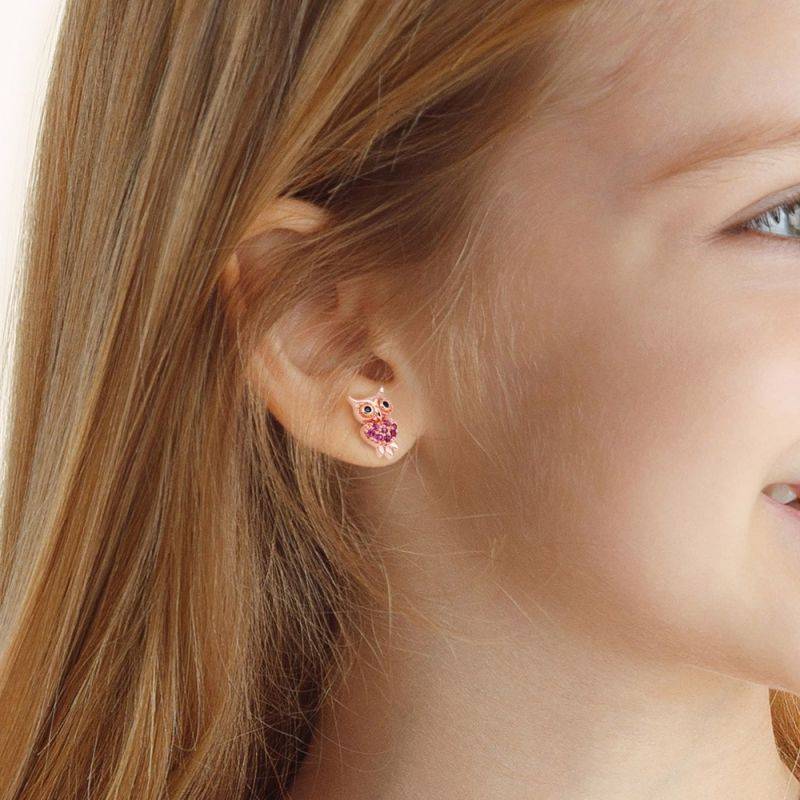 Owl Stud Earring Rose Gold Plated 925 Sterling Silver