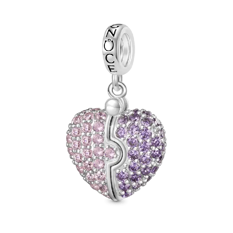 Gnoce Engravable Heart Locket Glow-in-the-Dark Pendant Dangle Charm