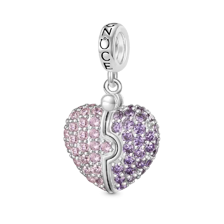 Gnoce Engravable Heart Locket Glow-in-the-Dark Pendant Dangle Charm