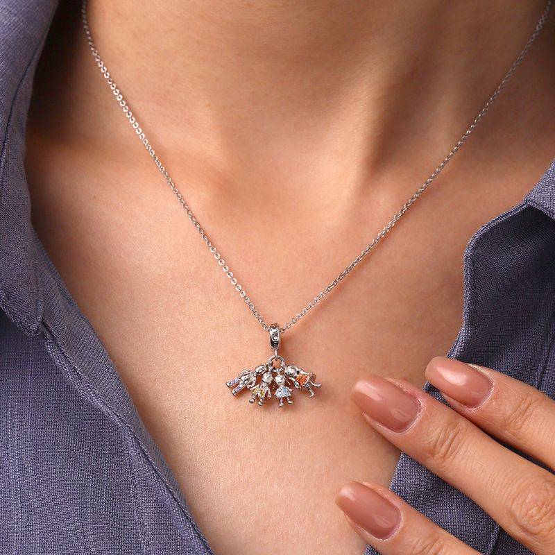 Gnoce Mother's Day Idea Family Portrait Birthstone Pendant Dangle Charm