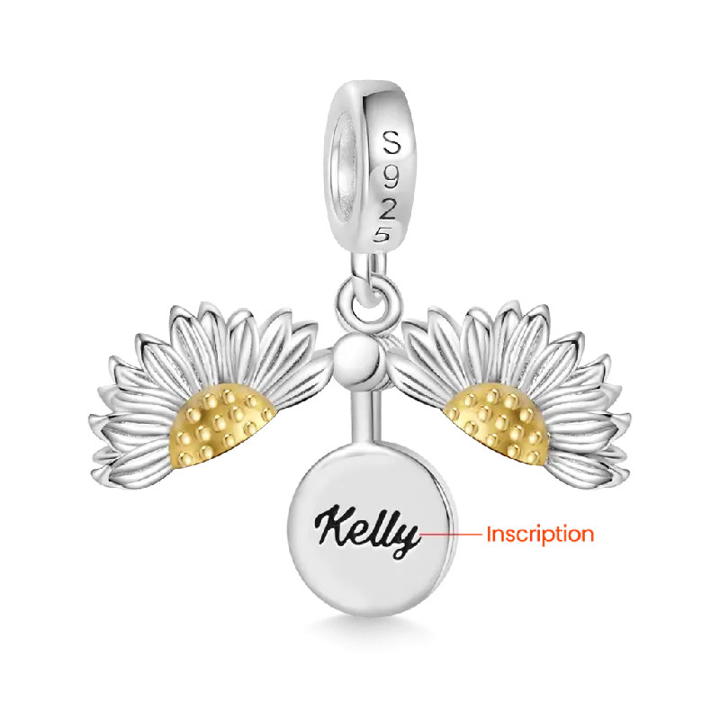 Gnoce Openable Sunflower Engravable Pendant Dangle Charm