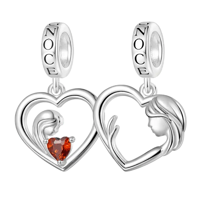 Gnoce Mother's Day Mother Hug Daughter Heart Double Pendant Dangle Charm