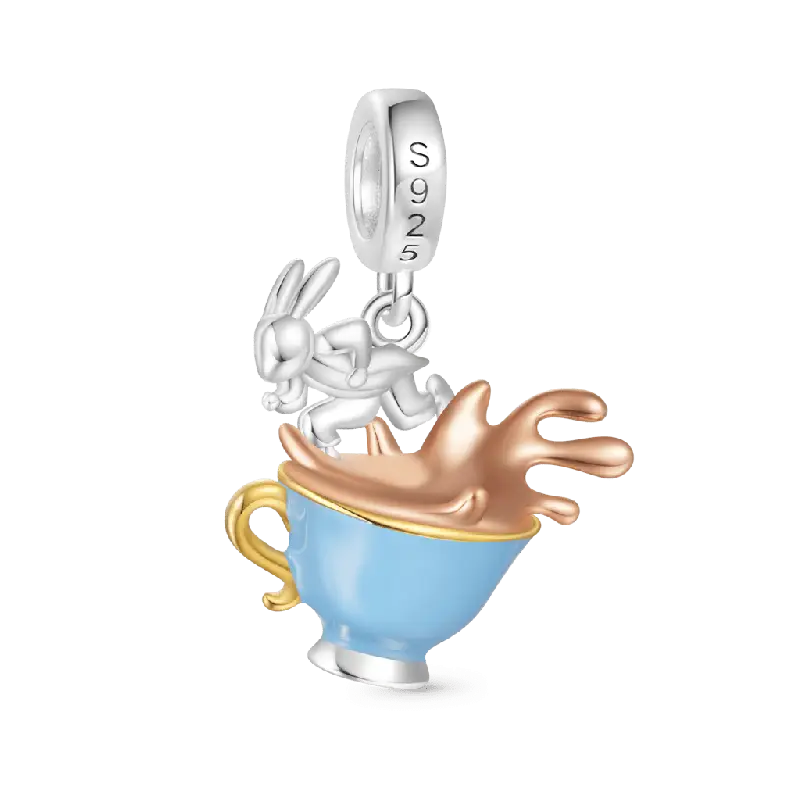 Gnoce Alice's Adventures in Wonderland Teacup Rabbit Pendant Dangle Charm