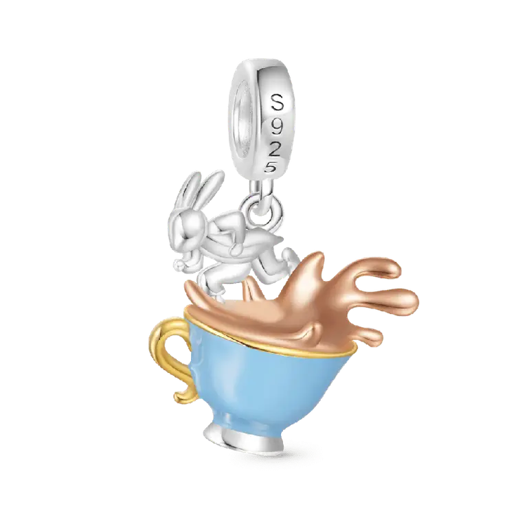 Gnoce Alice's Adventures in Wonderland Teacup Rabbit Pendant Dangle Charm