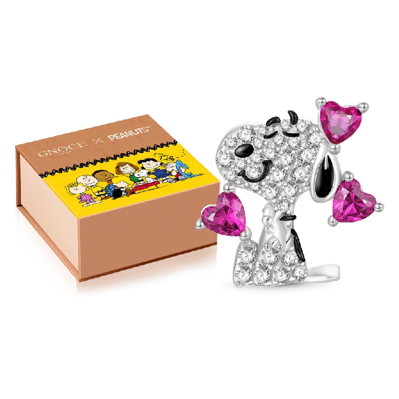 Gnoce Valentine's Day Peanuts Snoopy Love Diamond Charm