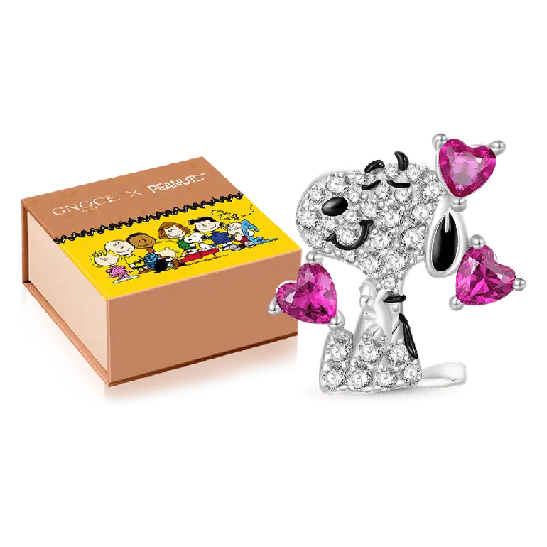 Gnoce Valentine's Day Peanuts Snoopy Love Diamond Charm