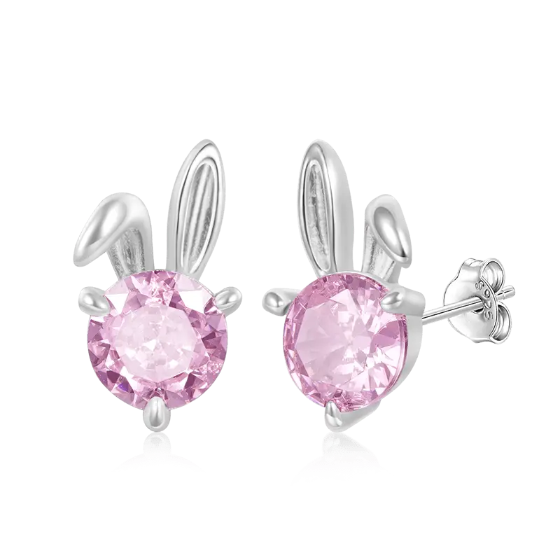 Gnoce Pink Rabbit Stud Earrings