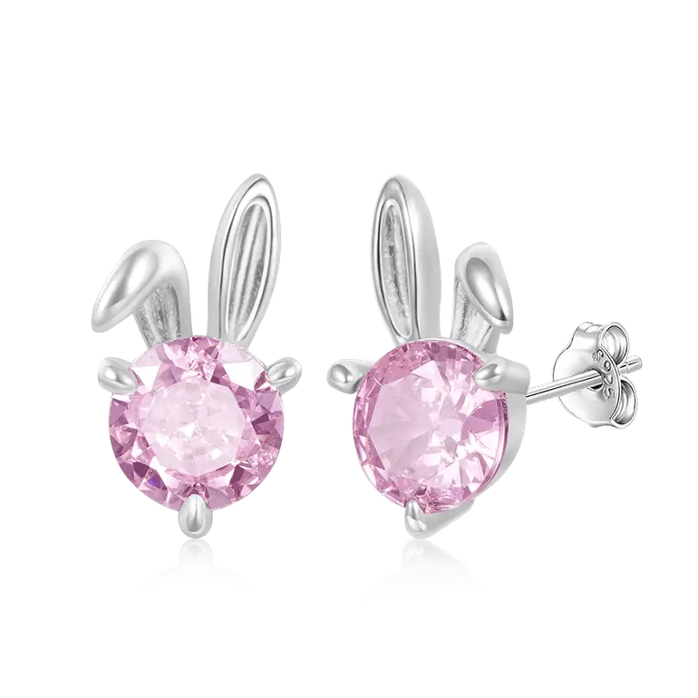 Gnoce Pink Rabbit Stud Earrings