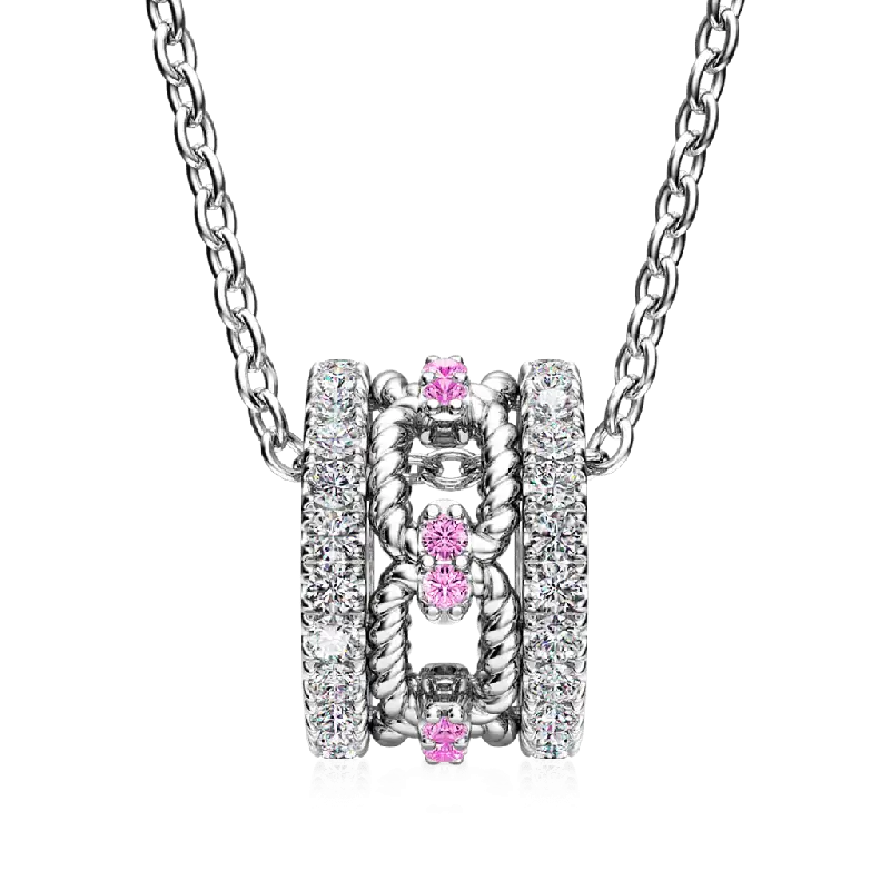 Gnoce Paving Link Drum Pendant Necklaces