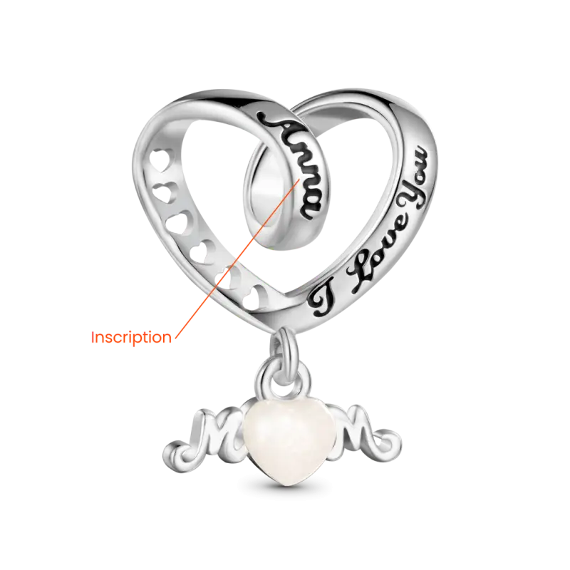 Gnoce Engravable 'I love you' MoM Glow-in-the-Dark Heart Charm