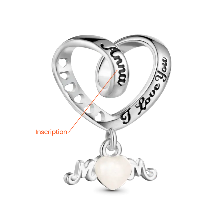 Gnoce Engravable 'I love you' MoM Glow-in-the-Dark Heart Charm