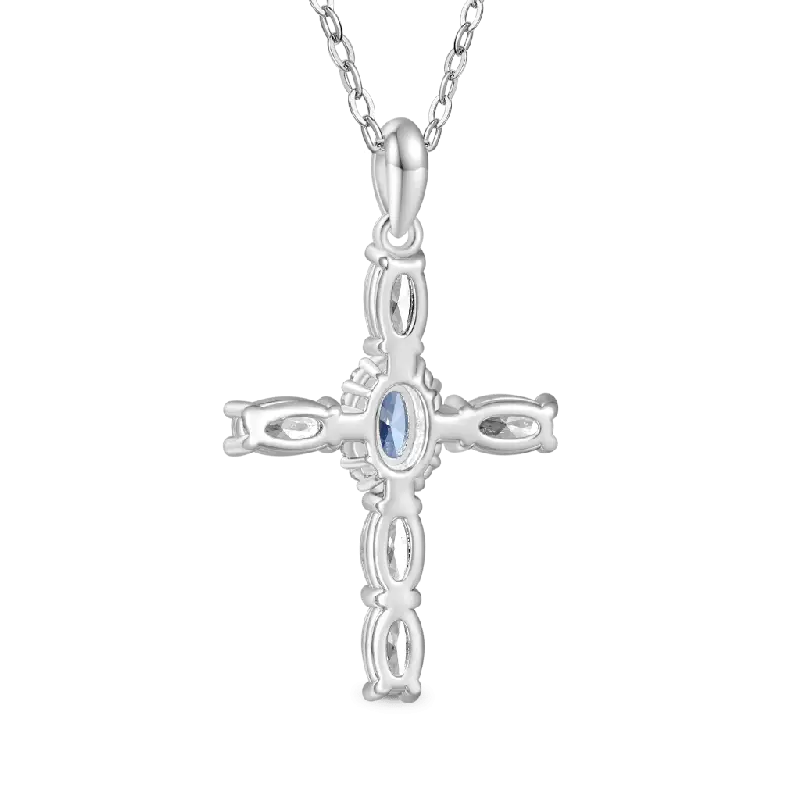 Gnoce Elegant Cross Birthstone Necklaces