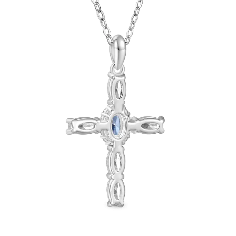 Gnoce Elegant Cross Birthstone Necklaces