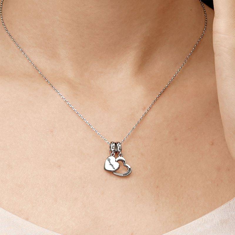 Gnoce Mother & Daughter Heart Pendant Dangle Charm