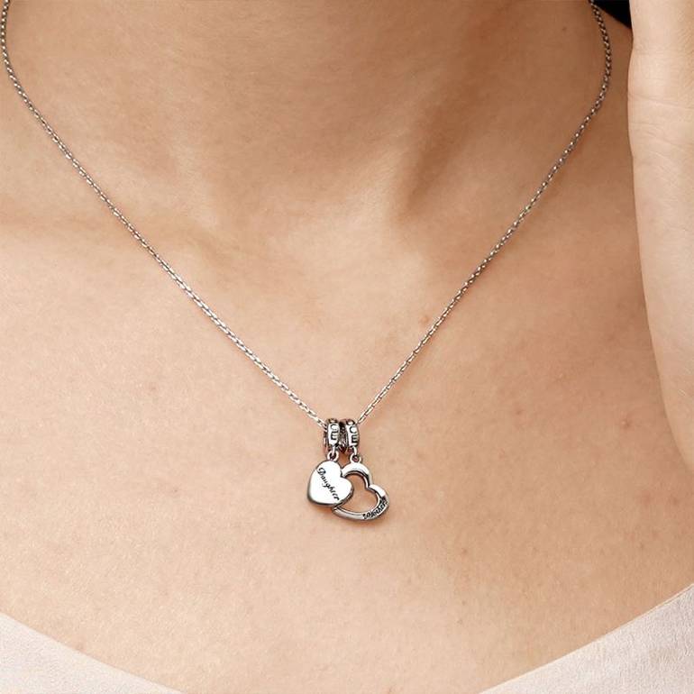 Gnoce Mother & Daughter Heart Pendant Dangle Charm