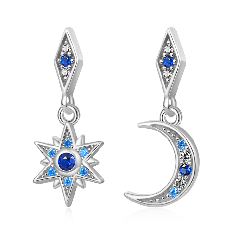 Gnoce Galaxy Moon Star Dangle Earrings