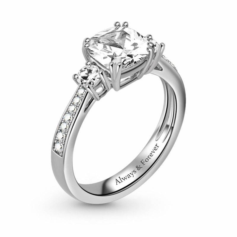 S925 Silver Cushion Cut Duchess Customized Ring With Cz