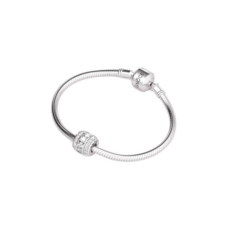 April Birthstone Charms Diamond White Bead Paved Clear CZ Stones 925 Sterling Silver