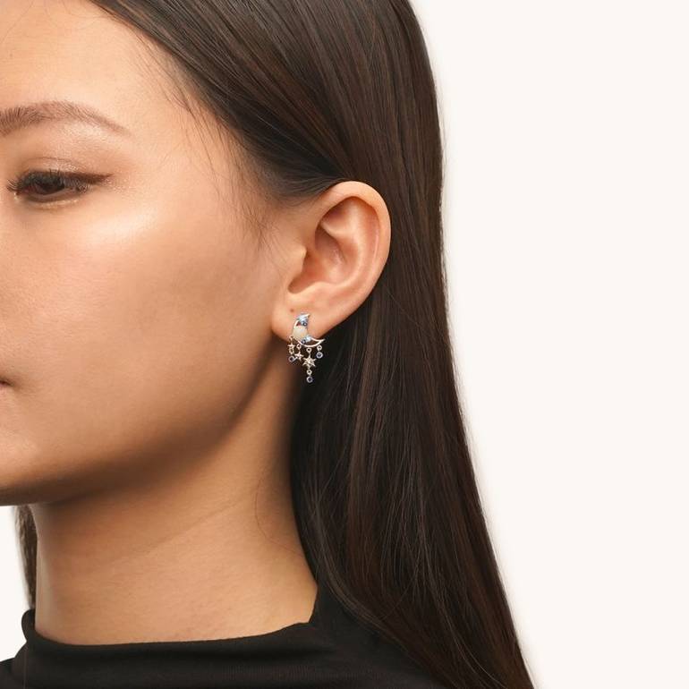 Gnoce Sparkling Glow-in-the-Dark Moon Stud Earrings