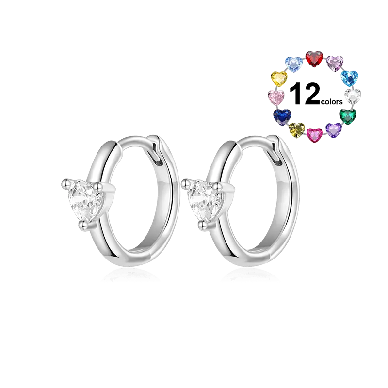 Gnoce Birthstone Heart Hoop Earrings
